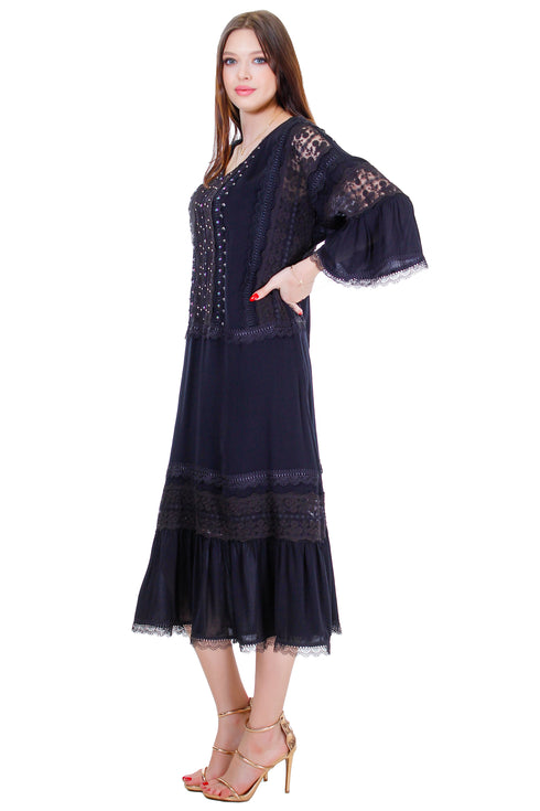 Rochie vascoza neagra R7041-38